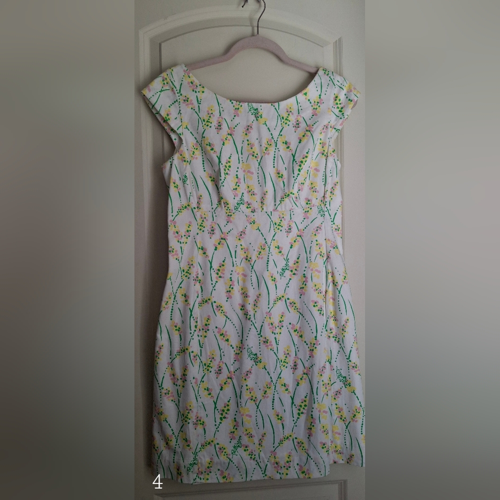 Lilly Pulitzer Floral Grasshopper dress w/Cap sleeves Sz 6 casual cocktail cruis